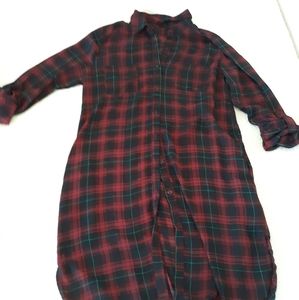 Long sleeve Flannel print button-up dress